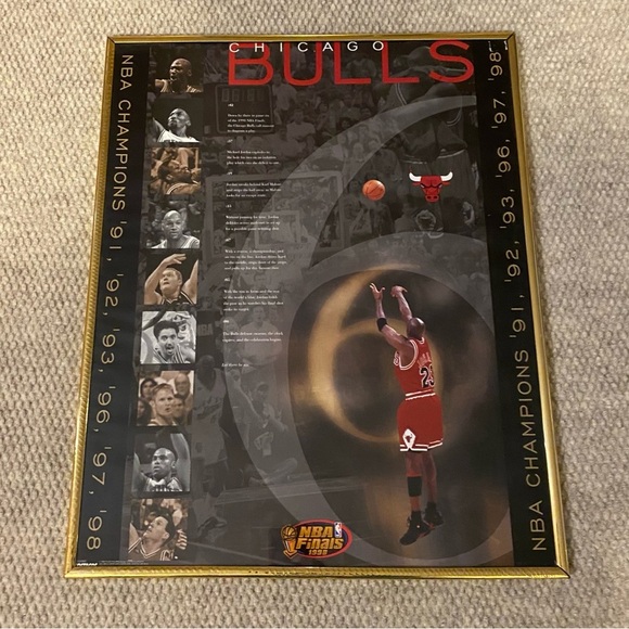 Chicago Bulls Michael Jordan 1998 NBA Finals Last Shot Framed Poster  20” X 16” - Picture 1 of 7